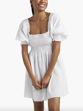 $150 NWT Hill House White Swiss Dot Athena Nap Dress size Medium